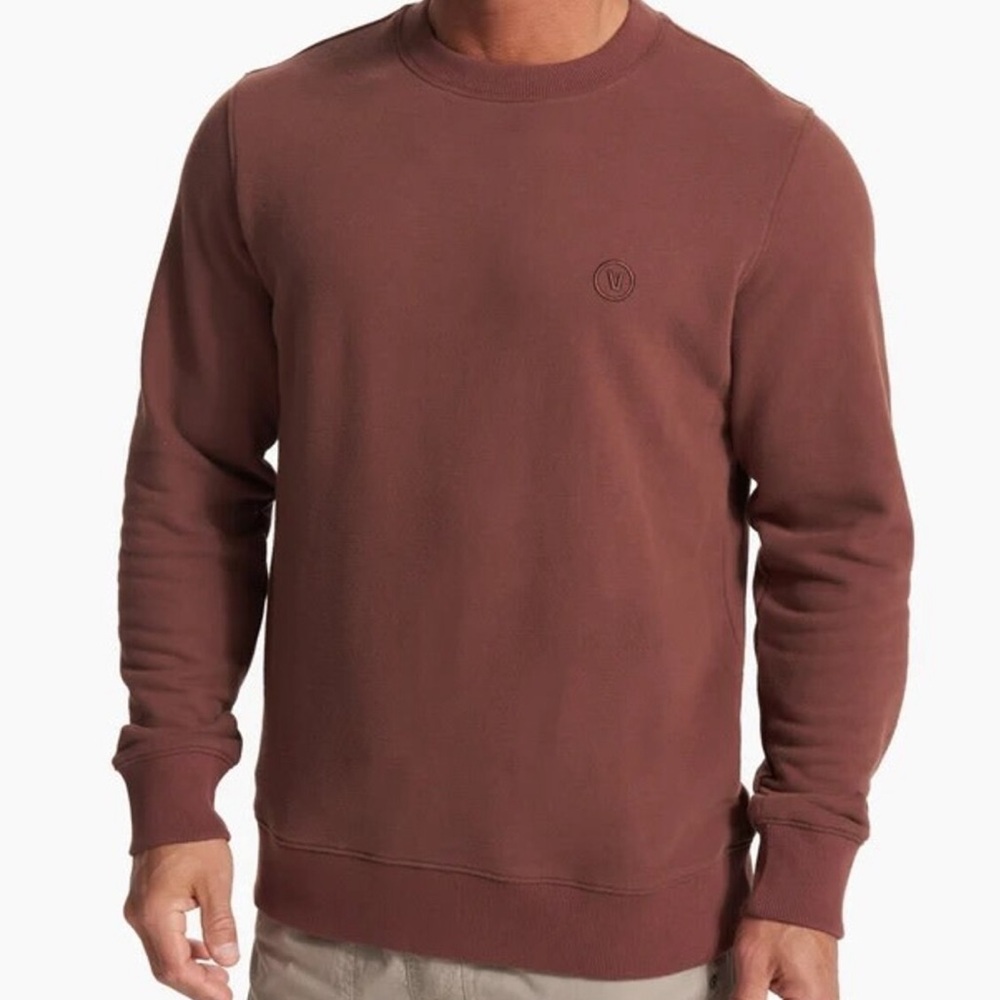 Vuori Hazelnut Crewneck Sweater with Relaxed Fit and Ribbed Cuffs